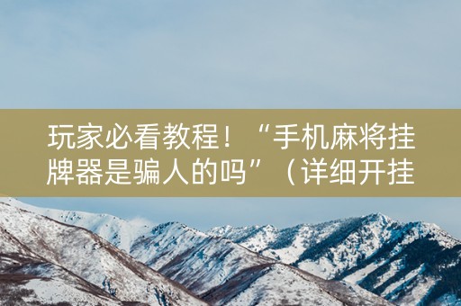 玩家必看教程！“手机麻将挂牌器是骗人的吗”（详细开挂教程）-哔哩哔哩