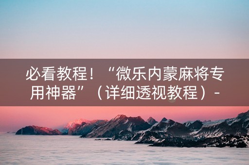 必看教程！“微乐内蒙麻将专用神器”（详细透视教程）-哔哩哔哩