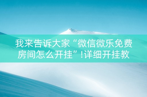 我来告诉大家“微信微乐免费房间怎么开挂”!详细开挂教程-知乎