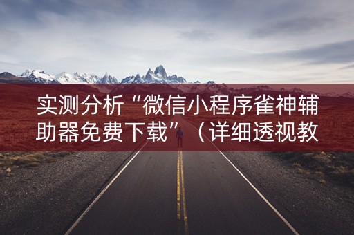 实测分析“微信小程序雀神辅助器免费下载”（详细透视教程）-哔哩哔哩