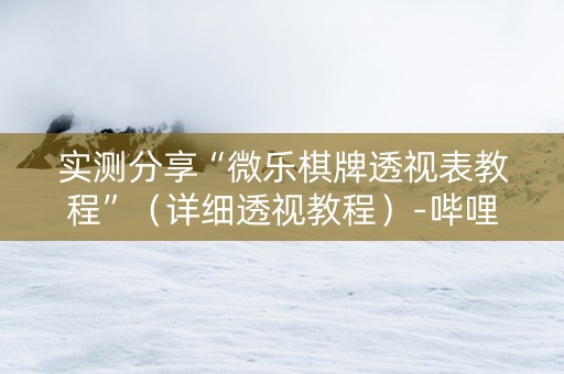 实测分享“微乐棋牌透视表教程”（详细透视教程）-哔哩哔哩