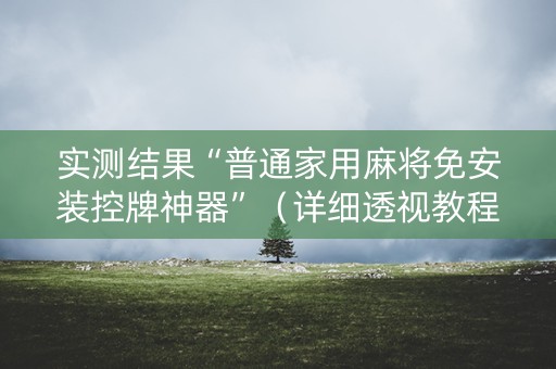 实测结果“普通家用麻将免安装控牌神器”（详细透视教程）-哔哩哔哩