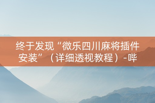 终于发现“微乐四川麻将插件安装”（详细透视教程）-哔哩哔哩