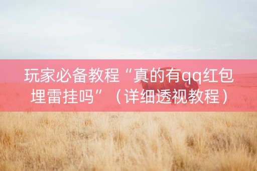 玩家必备教程“真的有qq红包埋雷挂吗”（详细透视教程）-哔哩哔哩