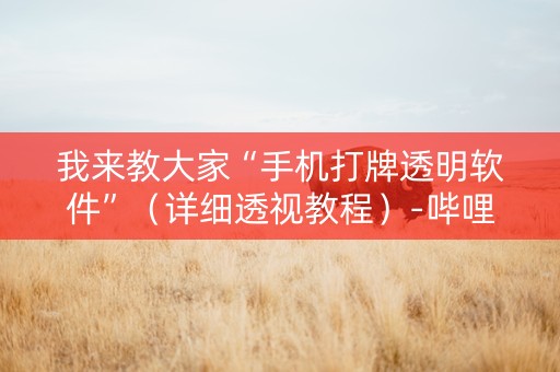 我来教大家“手机打牌透明软件”（详细透视教程）-哔哩哔哩