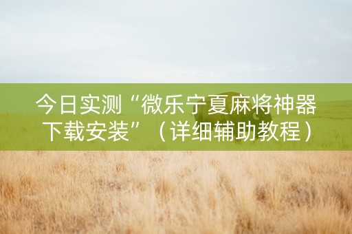 今日实测“微乐宁夏麻将神器下载安装”（详细辅助教程）-哔哩哔哩
