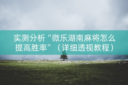 实测分析“微乐湖南麻将怎么提高胜率”（详细透视教程）-哔哩哔哩
