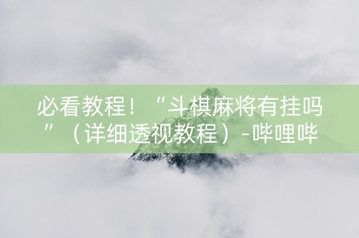 必看教程！“斗棋麻将有挂吗”（详细透视教程）-哔哩哔哩