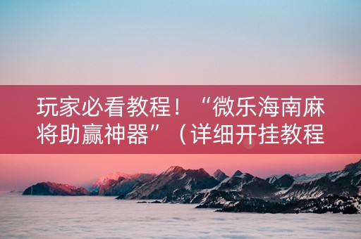 玩家必看教程！“微乐海南麻将助赢神器”（详细开挂教程）-哔哩哔哩