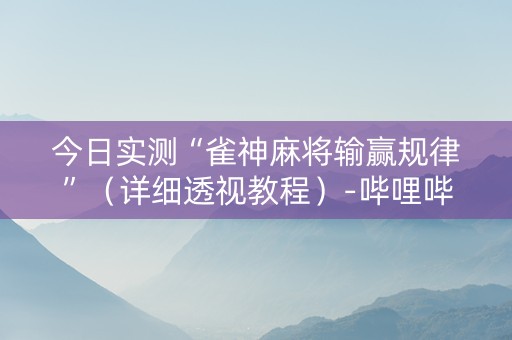 今日实测“雀神麻将输赢规律”（详细透视教程）-哔哩哔哩