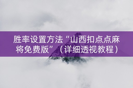 胜率设置方法“山西扣点点麻将免费版”（详细透视教程）-哔哩哔哩