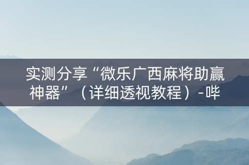 实测分享“微乐广西麻将助赢神器”（详细透视教程）-哔哩哔哩