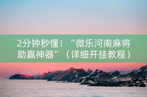2分钟秒懂！“微乐河南麻将助赢神器”（详细开挂教程）-哔哩哔哩