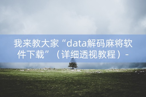 我来教大家“data解码麻将软件下载”（详细透视教程）-哔哩哔哩