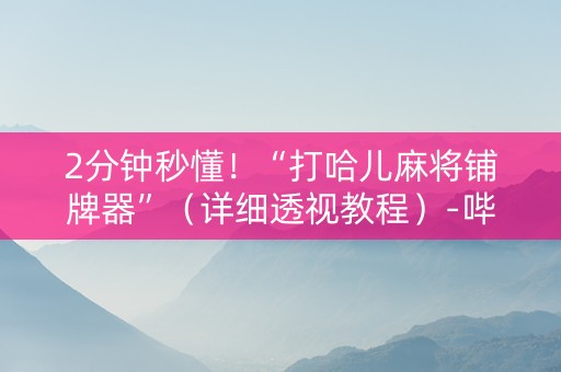 2分钟秒懂！“打哈儿麻将铺牌器”（详细透视教程）-哔哩哔哩