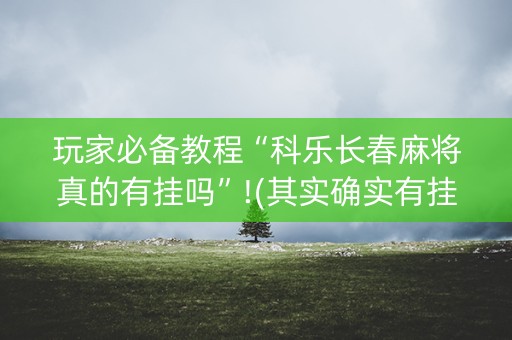 玩家必备教程“科乐长春麻将真的有挂吗”!(其实确实有挂)-知乎