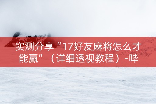 实测分享“17好友麻将怎么才能赢”（详细透视教程）-哔哩哔哩