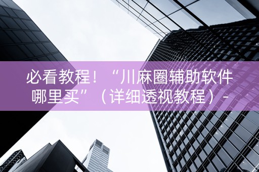 必看教程！“川麻圈辅助软件哪里买”（详细透视教程）-哔哩哔哩