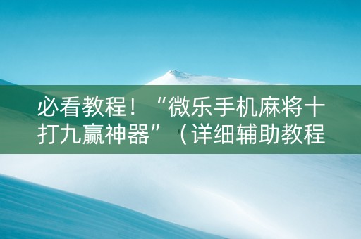 必看教程！“微乐手机麻将十打九赢神器”（详细辅助教程）-哔哩哔哩