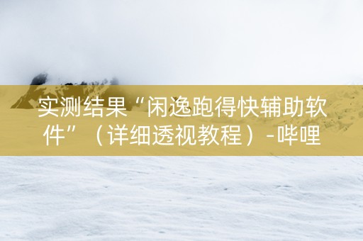 实测结果“闲逸跑得快辅助软件”（详细透视教程）-哔哩哔哩