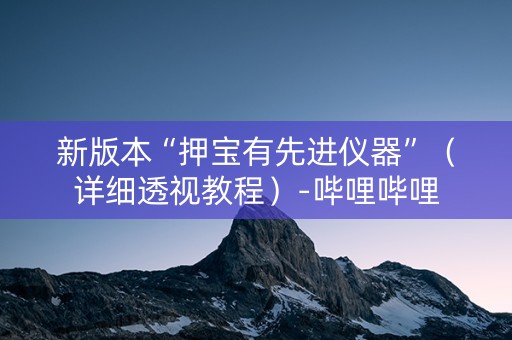 新版本“押宝有先进仪器”（详细透视教程）-哔哩哔哩