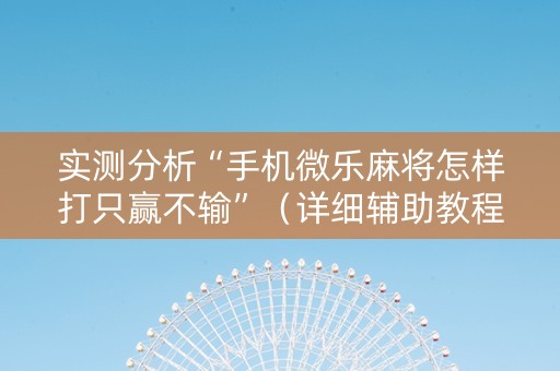 实测分析“手机微乐麻将怎样打只赢不输”（详细辅助教程）-哔哩哔哩