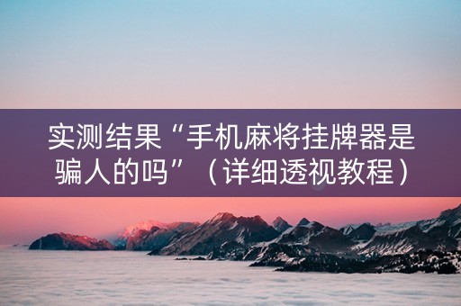 实测结果“手机麻将挂牌器是骗人的吗”（详细透视教程）-哔哩哔哩