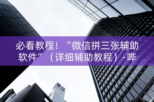 必看教程！“微信拼三张辅助软件”（详细辅助教程）-哔哩哔哩
