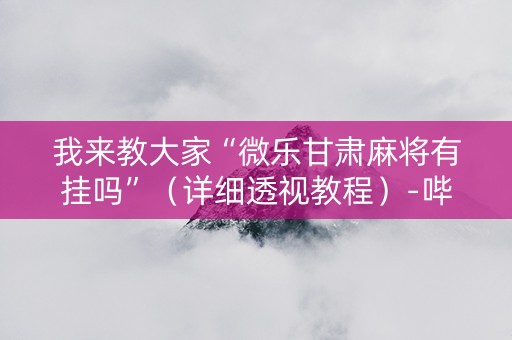 我来教大家“微乐甘肃麻将有挂吗”（详细透视教程）-哔哩哔哩