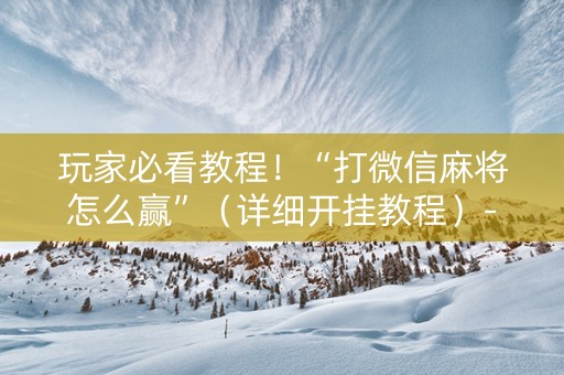 玩家必看教程！“打微信麻将怎么赢”（详细开挂教程）-哔哩哔哩