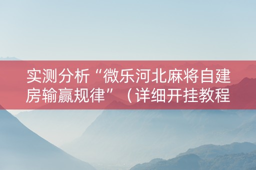 实测分析“微乐河北麻将自建房输赢规律”（详细开挂教程）-哔哩哔哩