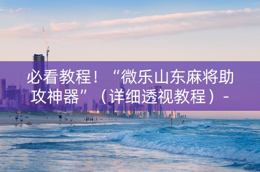 必看教程！“微乐山东麻将助攻神器”（详细透视教程）-哔哩哔哩