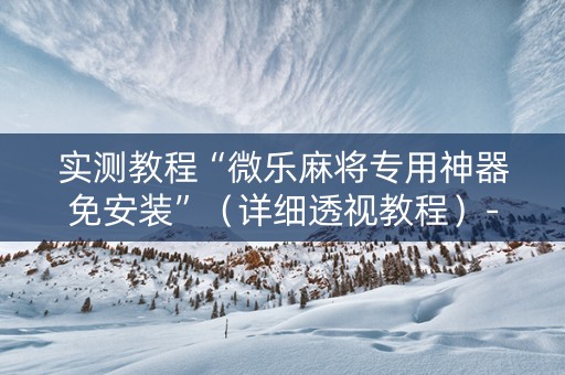 实测教程“微乐麻将专用神器免安装”（详细透视教程）-哔哩哔哩