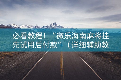 必看教程！“微乐海南麻将挂先试用后付款”（详细辅助教程）-哔哩哔哩