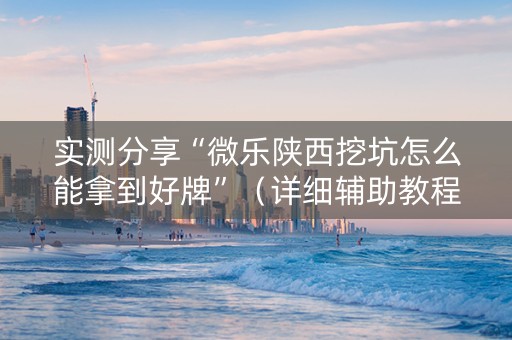 实测分享“微乐陕西挖坑怎么能拿到好牌”（详细辅助教程）-哔哩哔哩