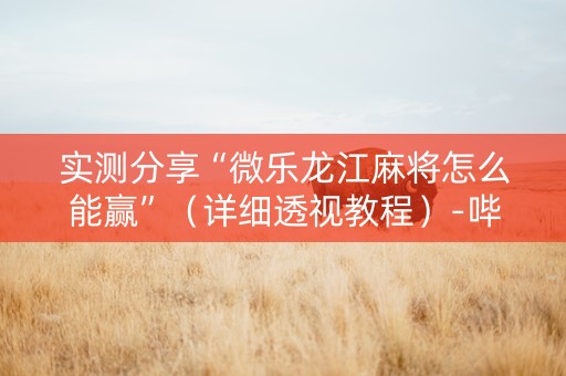 实测分享“微乐龙江麻将怎么能赢”（详细透视教程）-哔哩哔哩