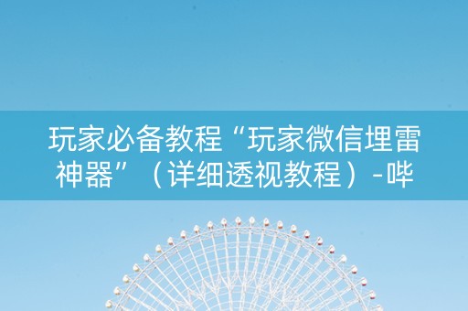 玩家必备教程“玩家微信埋雷神器”（详细透视教程）-哔哩哔哩