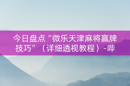 今日盘点“微乐天津麻将赢牌技巧”（详细透视教程）-哔哩哔哩