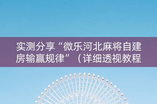 实测分享“微乐河北麻将自建房输赢规律”（详细透视教程）-哔哩哔哩