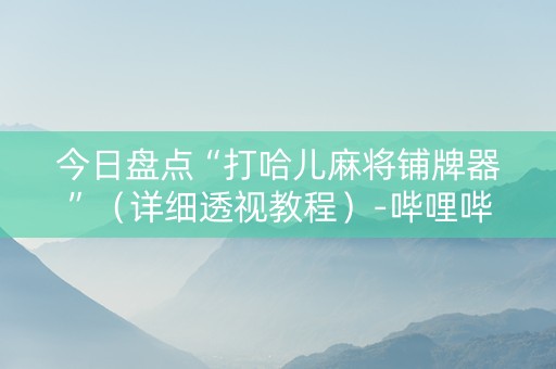 今日盘点“打哈儿麻将铺牌器”（详细透视教程）-哔哩哔哩