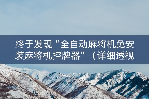 终于发现“全自动麻将机免安装麻将机控牌器”（详细透视教程）-哔哩哔哩