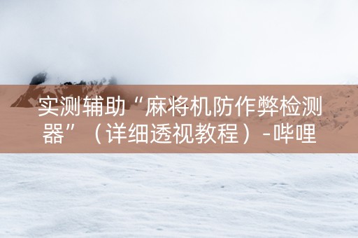实测辅助“麻将机防作弊检测器”（详细透视教程）-哔哩哔哩