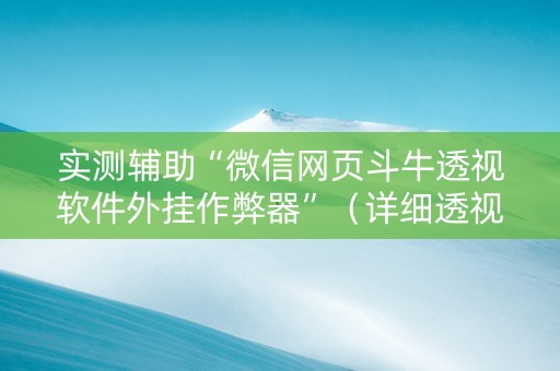 实测辅助“微信网页斗牛透视软件外挂作弊器”（详细透视教程）-哔哩哔哩