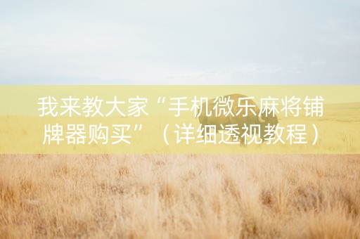 我来教大家“手机微乐麻将铺牌器购买”（详细透视教程）-哔哩哔哩