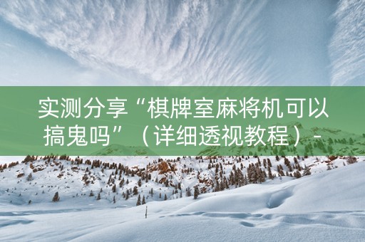 实测分享“棋牌室麻将机可以搞鬼吗”（详细透视教程）-哔哩哔哩
