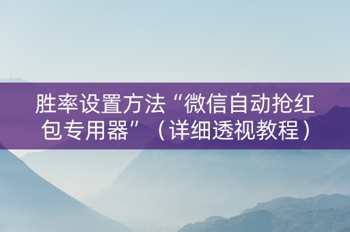 胜率设置方法“微信自动抢红包专用器”（详细透视教程）-哔哩哔哩