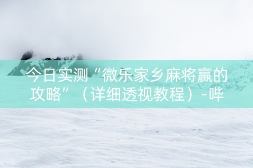 今日实测“微乐家乡麻将赢的攻略”（详细透视教程）-哔哩哔哩
