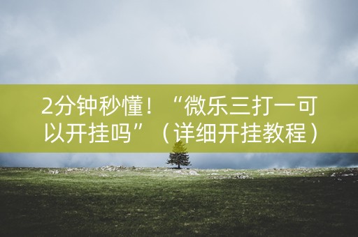 2分钟秒懂！“微乐三打一可以开挂吗”（详细开挂教程）-哔哩哔哩