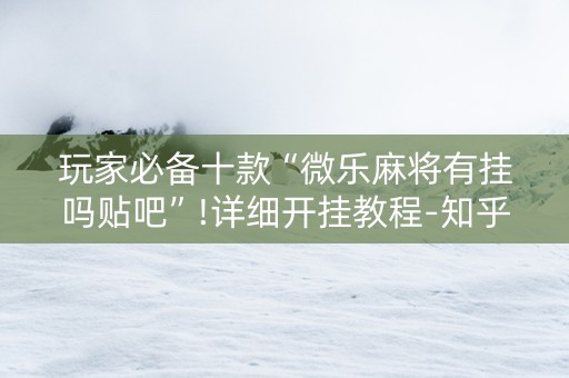 玩家必备十款“微乐麻将有挂吗贴吧”!详细开挂教程-知乎