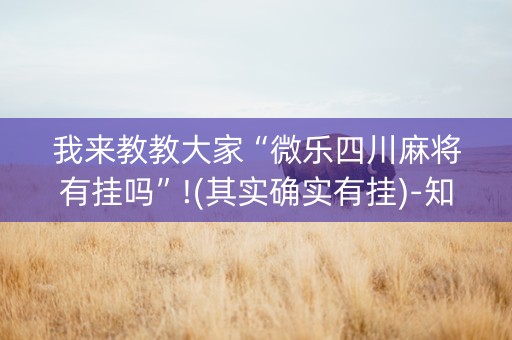 我来教教大家“微乐四川麻将有挂吗”!(其实确实有挂)-知乎